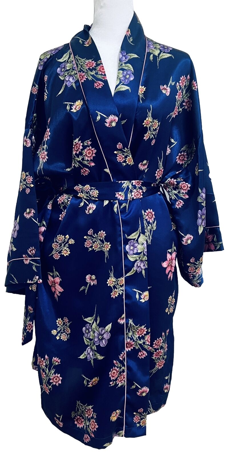 Vintage Beautiful Floral Robe With Belt By Kathry… - image 1