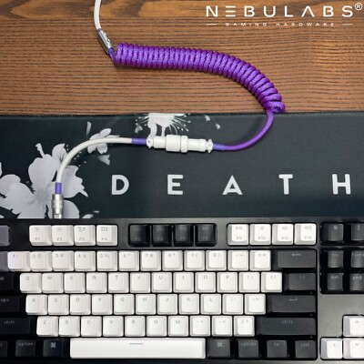 Custom Coiled Aviator Type USB-C Keyboard Cable 4ft GX16 Metal Gaming PC Braided
