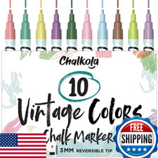 Liquid Chalk Pens for Blackboards - 10 Vintage Colors Fine Tip Dry Erase Markers