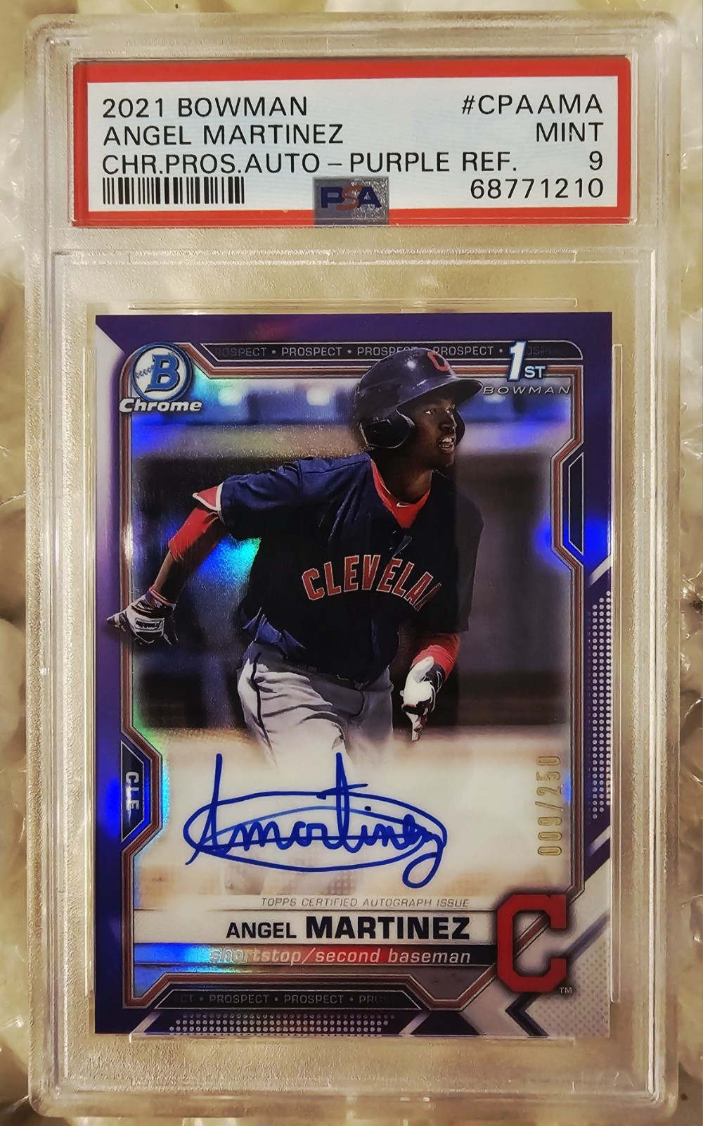 2021 1st Bowman Chrome Angel Martinez Purple Auto Rookie Card /250 PSA 9 🔥📈