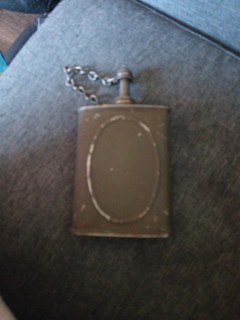 Vintage WWII US Army Oil Flask Can w/ Cap and Chain