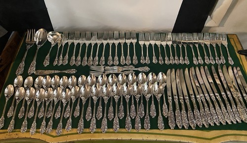 84pc Vintage FB ROGERS Grand Antique Silver Plated Ornate Rose Silverware Set