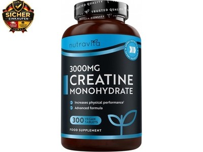 Creatin Monohydrat 3000mg - 300 Kreatin Tabletten, 100 Tage Vorrat - Erhöht die 