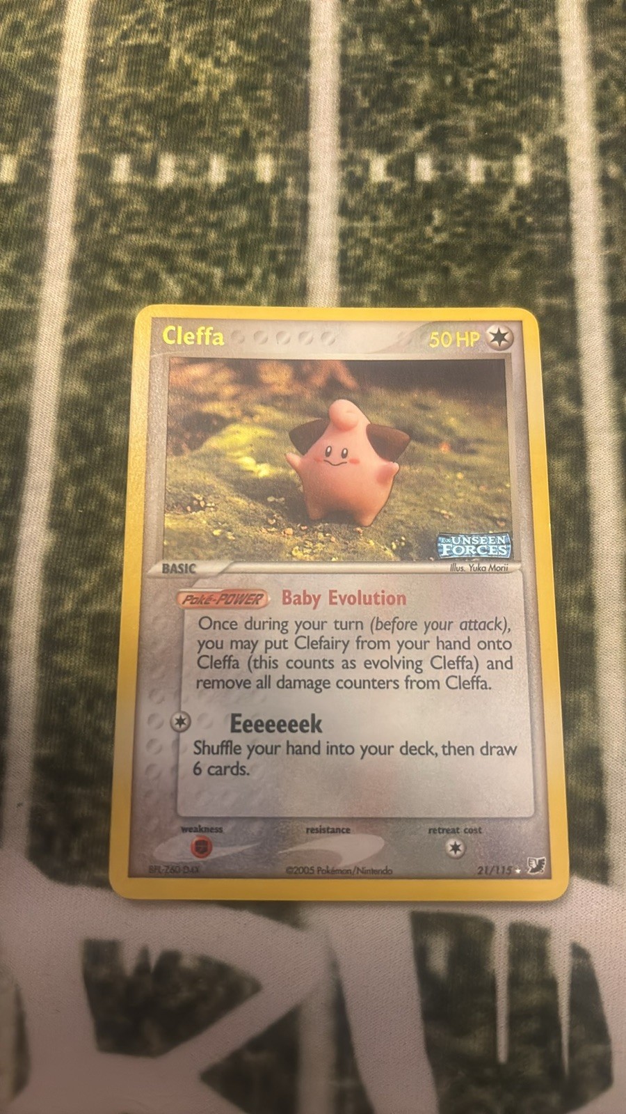 Nintendo Cleffa 21/115 Unseen Forces Reverse Holo Rare Set Stamp English 2005