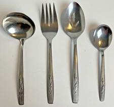 Oneida Custom Stainless Autumn Memory Set of 4 Serving Pieces USA Flatware Vtg