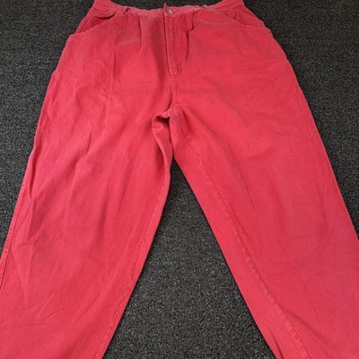 The Classics Pants Womens 22W Red High Rise Cotton Casual Pleated Tapered 90s