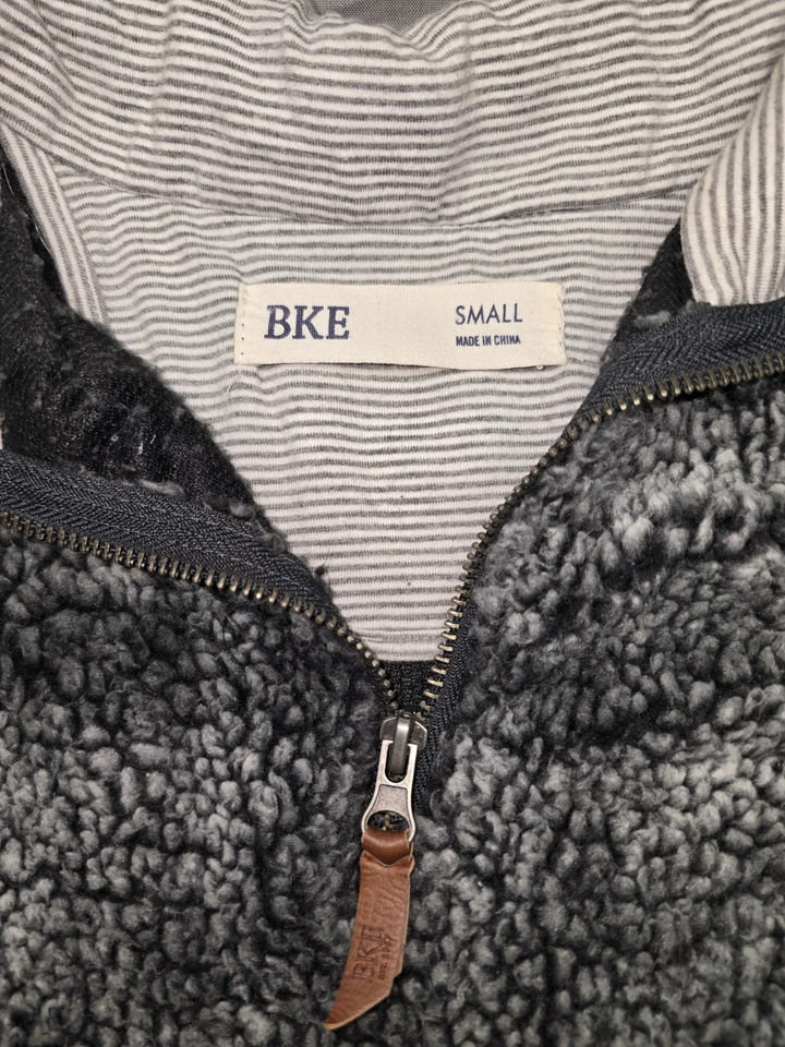 BKE Women’s Sherpa Fleece 1/4 Zip Pullover Small Gray Black Cozy Soft Jacket - Image 2 of 4