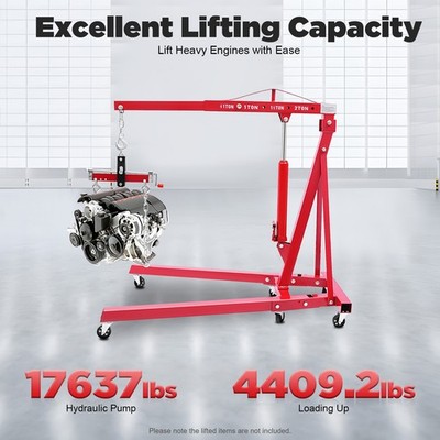 2 Ton Folding Engine Hoist Hydraulic Cherry Picker Shop Crane Hoist Lift 4400lbs