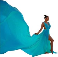 Long Flowy Train for Gorgeous Photoshoot, Wedding Dress, Satin Flying Dress with
