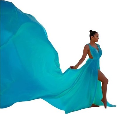 Long Flowy Train for Gorgeous Photoshoot, Wedding Dress, Satin Flying Dress with
