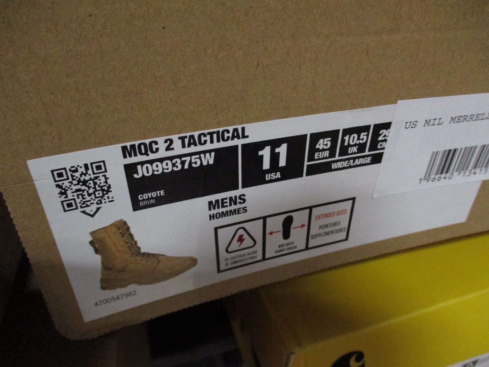 Merrell MQC 2 Tactical Combat Boots Desert Coyote Brown/Tan Mens Sz 11