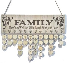 Wooden Family Birthday Reminder Calendar Board Wall Hanging Tracker