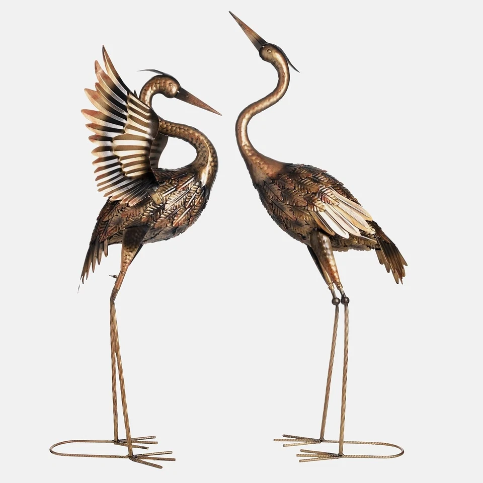 Estatuas duraderas de grúa de metal de latón de 33-39" - Regalo perfecto para entusiastas del jardín Foto 3 de 4