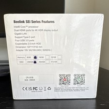 Beelink SEi Mini PC i3-8109U 8GB RAM 256GB SSD Wi-Fi BT USB-C HDMI