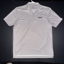 Men  s Large johnnie-O Performance Polo Shirt Gray White Geometric Short Sleeve