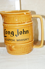 Long John Scotch Whisky Karaffe-beige/gelb Keramik-Vintage Barware- 1970er Jahre