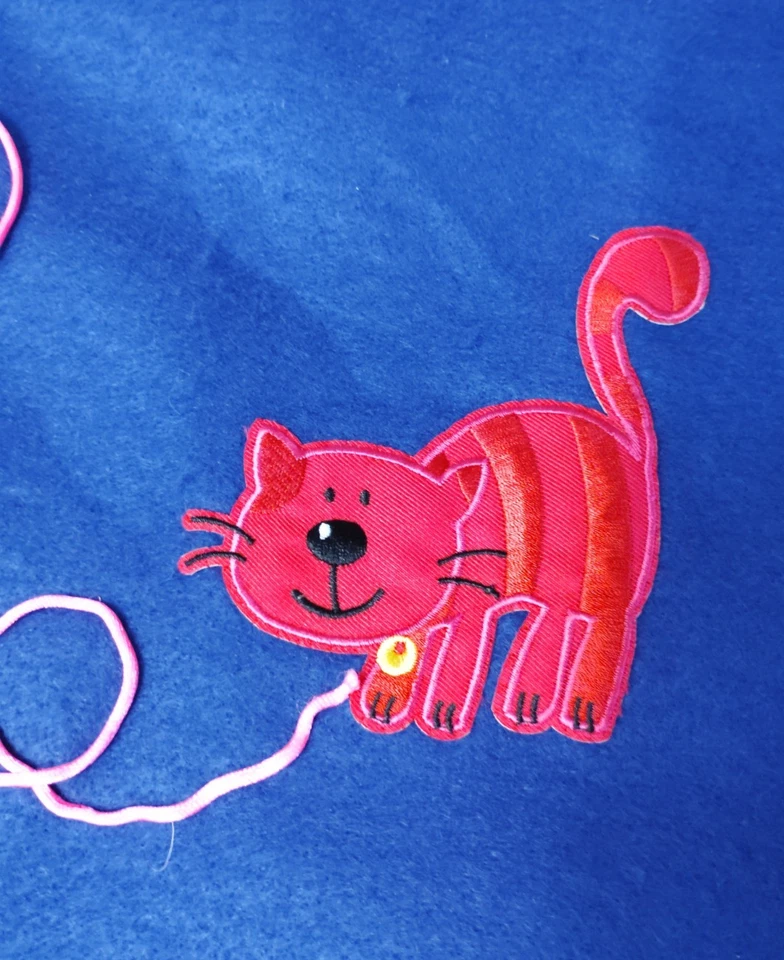 CAT Poodle Skirt felt Dark Blue vintage Elastic Waist Applique CUTE - Image 2 of 4