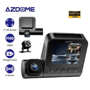AZDOME 3Lens Car DVR Dash Cam Video Recorder 1080P Front Rear Inside Camera V600