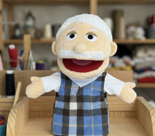 Grandpa Plush Hand Puppet Old Man Plushie Stuffed Doll Soft Figure Gift