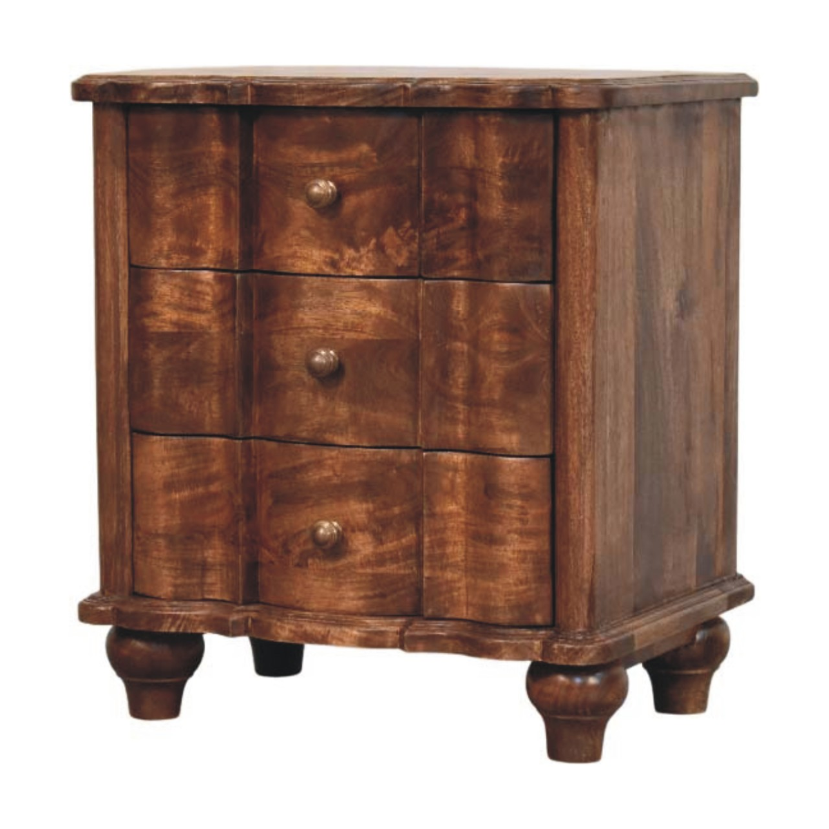 Artisan Furniture Solid Wood Valencia Bedside, 3 Drawers, Brown, Brown - Image 2