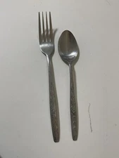 Vintage Stanley Roberts Rogers Co Stainless Flatware Tea Spoon Korea Floral