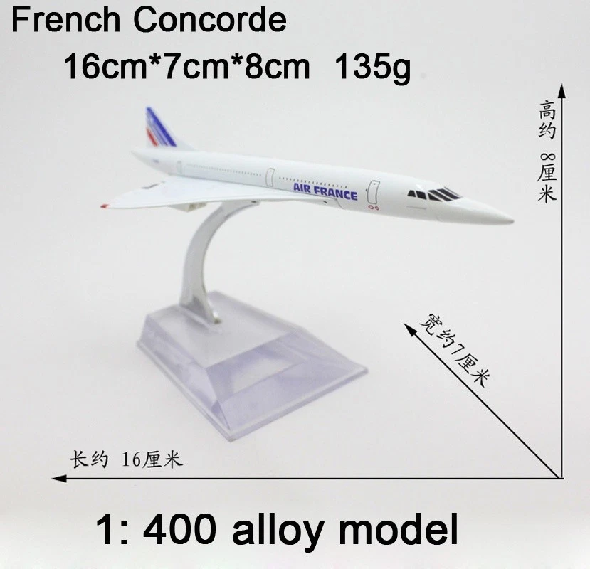 Modellino Aereo Diecast 1:400 Concorde Francese Passeggeri (16 cm) Da Collezione - Immagine 2 di 4