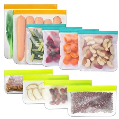 Reusable Food Storage Bags - 10pack BPA FREE Ziplock/Freezer Bags(2 Reusable ...