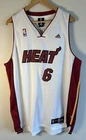 Adidas LeBron James Miami Heat Mens Authentic Jersey White Red Mesh Size 2XL L+2