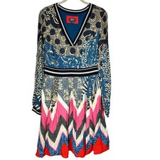 Maeve by Anthropologie Womens Multicolor V-Neck Sporty Chevron Dress Size 8