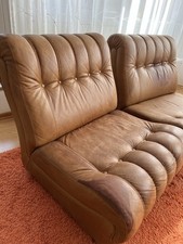 Sofa Aus Leder Braun Drei Stück Design Couch Sofa