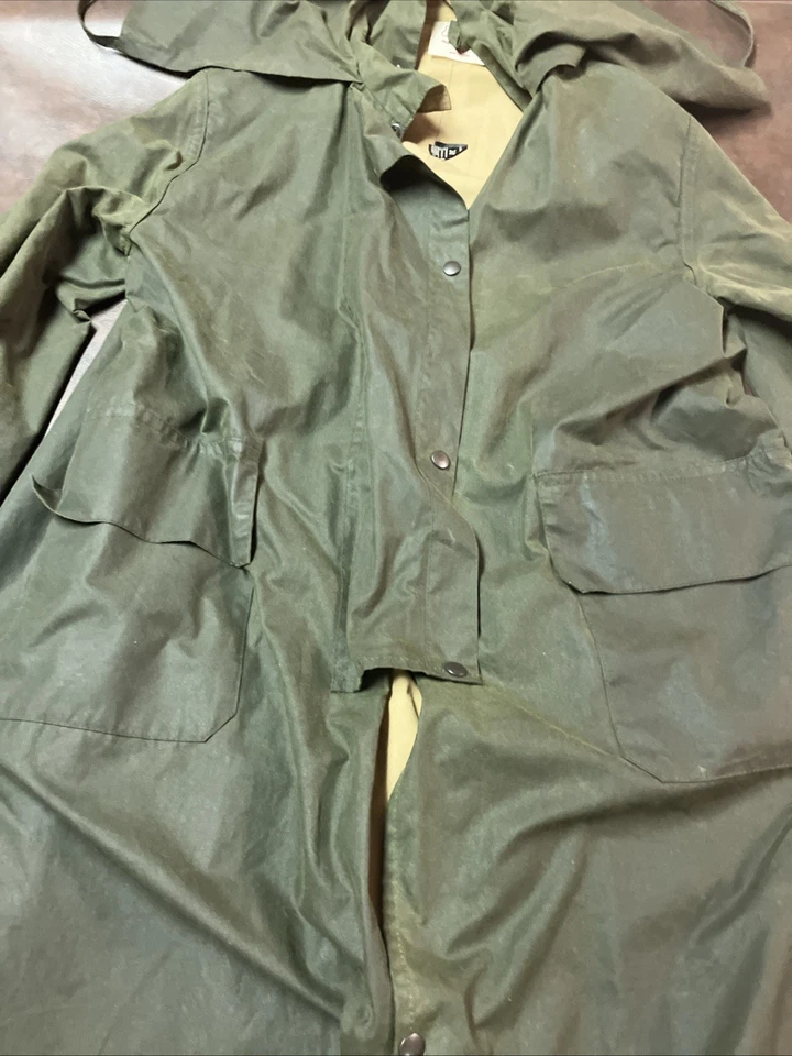 Abrigo de equitación australiano largo de lujo Driza Bone vintage talla L lona encerada piel al óleo Foto 2 de 4