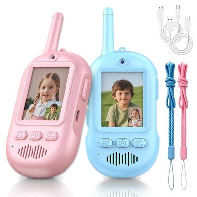 Video Walkie Talkies for Kids, 2 Pack Rechargeable Long Range Video Kids Walkies