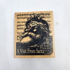 Large Wood Mounted Rubber Stamp By Inkadinkado A Visit From Santa Pre-owned