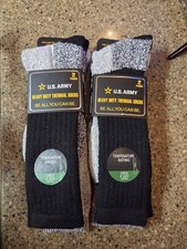 New "US Army" Heavy Duty Long Thermal Socks SIZE 10-13 2 Pkg 4 Pair