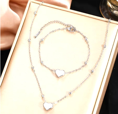 COLLAR Y PULSERA CORAZON MUJER, REGALO ESPOSA MADRE HIJA DAMA DE HONOR NOVIA
