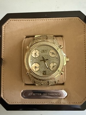 Jet Setter Watch 550 Diamonds Gold Chronograph Timepiece