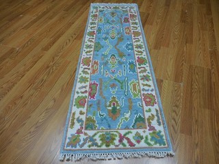 Turkish Oushak Hand Knotted Rug Bohemian Oushak contemporary Rug 2x6 Ft