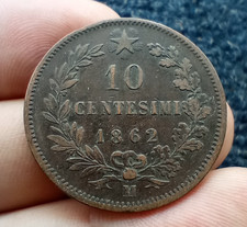 1862 M Italy 10 Centesimi KM# 11.1 Coin