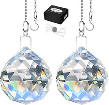 2 Pack Crystal Ball Prism Sun Shine Catcher Rainbow Pendants Maker, Hanging Crys