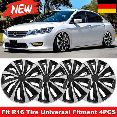 4x Radkappen Radblenden Radzierblenden Silber Schwarz 16 Zoll Set für Stahlfelge