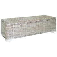 Truhe 110 Cm Weiß Massivholz Mahagoni Kubu Rattan Natur