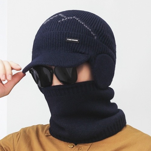 2Pcs Set Thicken Sheep Wool Scarf Plush Winter Autumn Hat with Earflap Couple - Picture 4 of 16
