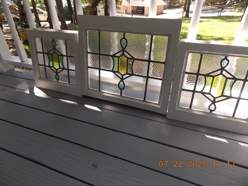 Older English Art Deco Leaded Stained-Glass Window 22 14" X 19 1/4" 0 S&H Added - Picture 13 of 15