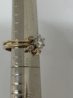 14k yellow gold  1/2 carat princess diamond ring set  - leaf design — photo 7