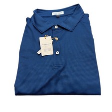 PETER MILLAR Gingham Performance Jersey Polo Navy Size XXL New