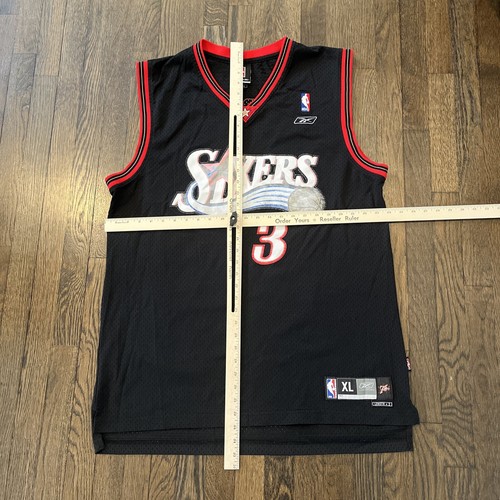 Philadelphia 76ers Jersey XL Allen Iverson Reebok Sixers Black - Picture 7 of 7