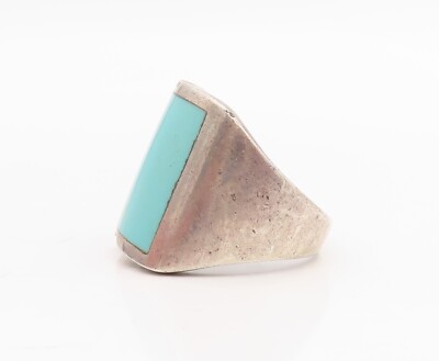 larimarさん　23-4-9-8 925 Sterling Silver Vintage Ring Minimalist Square Larimar Inlay