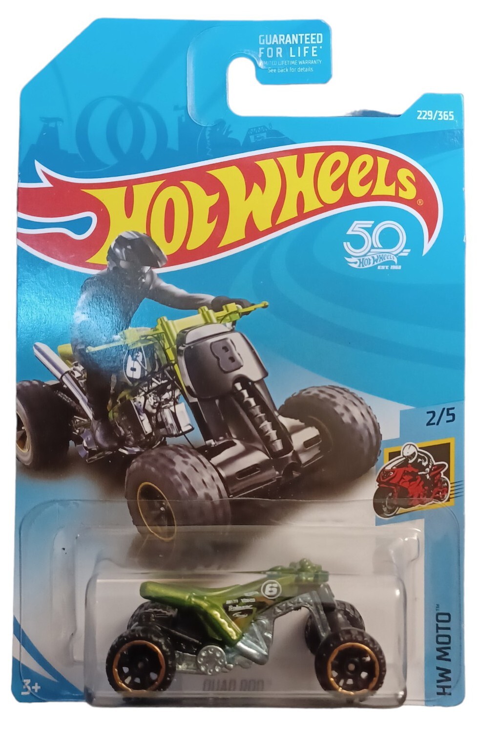 Hot Wheels 2018 Quad Rod #229/365 Green HW Moto 50th Anv. New On Card