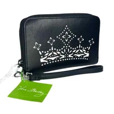 Vera Bradley Laser Cut Zip Around Wristlet Concerto Crown NWT Wallet Black