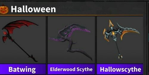 Mm2 Set Bundle 🌙 HALLOWEEN SET ELDERWOOD HALLOWSCYTHE BATWING ALL IN  PICTURE